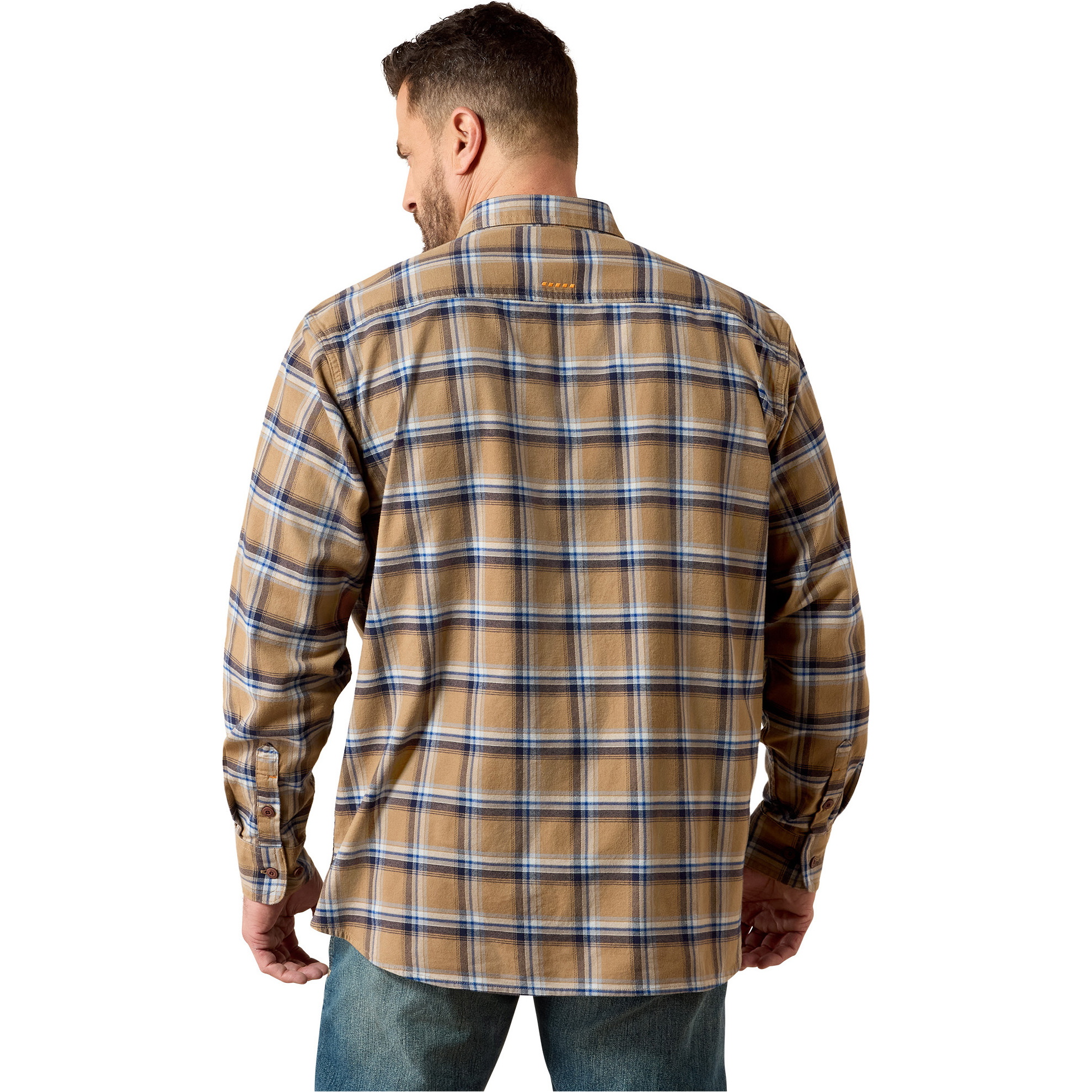 2026 Ariat Mens Rebar Flannel Durastretch Work Shirt 10079170 - Field Khaki